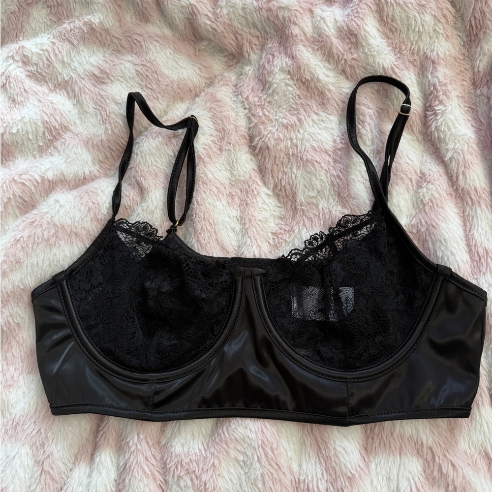 Fashion Nova Black Lace and Satin Bra